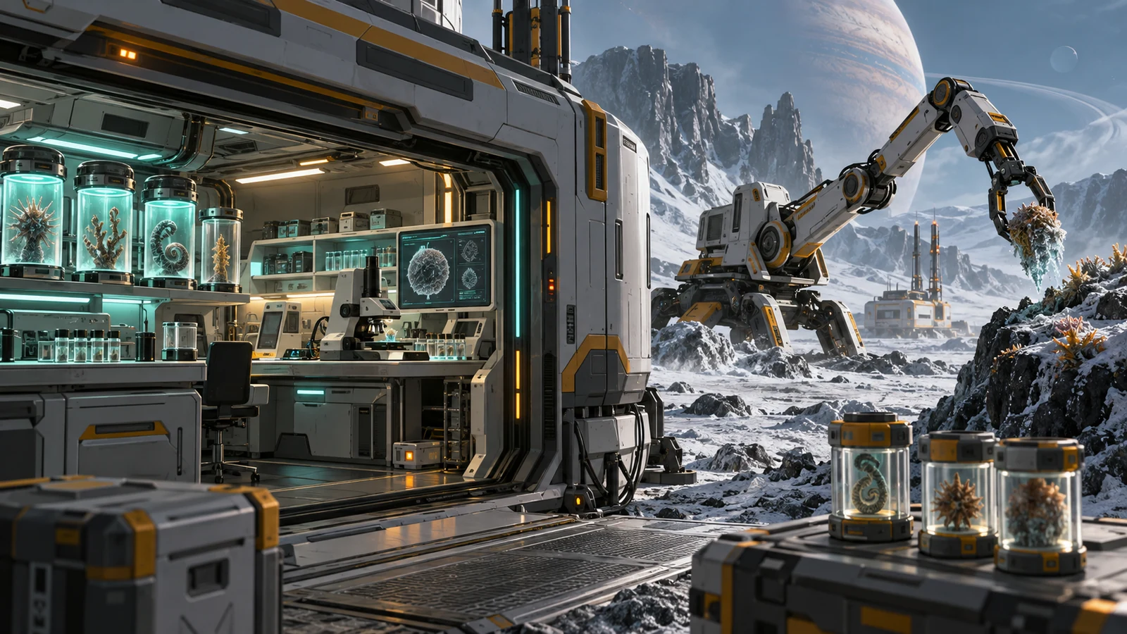 Guide artwork of an automated biology laboratory